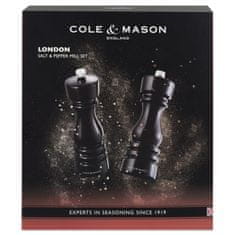 Cole Mason Súprava mlynčekov na soľ a korenie London Black Gloss 18 cm