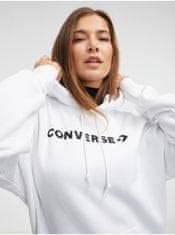 Converse Biela dámska mikina s kapucňou Converse Embroidered Wordmark XS