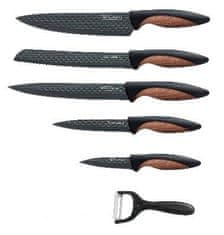 Royalty Line 5-dielna súprava kuchynských nožov s nepriľnavým povrchom a škrabkou RL-DC5D / čierna/medená