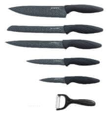 Royalty Line 5-dielna súprava kuchynských nožov s nepriľnavým povrchom a škrabkou RL-DC5C / čierna