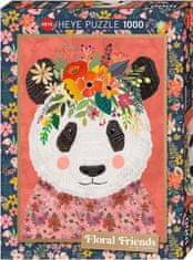Heye Puzzle Floral Friends: Maznavá panda 1000 dielikov
