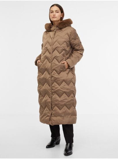 Geox Hnedý dámsky páperový zimný prešívaný kabát Geox Chloo