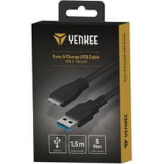 Yenkee USB kabel YCU 011 BK USB A 3.0/Micro B 1,5m