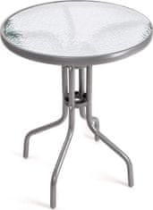 Happy Green Stôl kovový so sklenenou doskou 60 cm, strieborný
