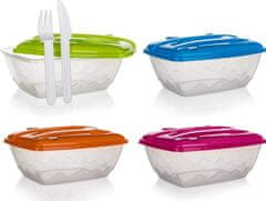 Banquet Sada jedálenská plastová 2,1 l, box a plastový príbor, mix farieb