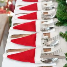 HOME & MARKER® Dekoratívne vianočné vrecká na príbory – čiapka Santa Claus (6ks) | FORKMAS