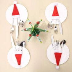 HOME & MARKER® Dekoratívne vianočné vrecká na príbory – čiapka Santa Claus (6ks) | FORKMAS