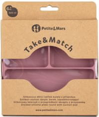 Petite&Mars Tanierik silikónový deliaci okrúhly Take&Match Dusty Rose 6m+