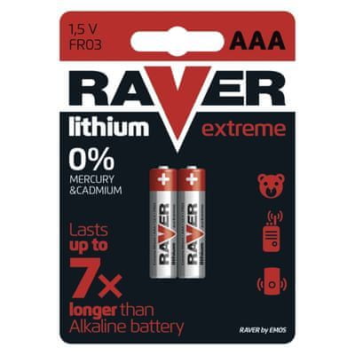 Raver Batéria RAVER FR03, líthiová batéria, bal. 2 ks, AAA tužka