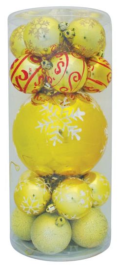 Strend Pro Gule MagicHome Vianoce, 20 ks, zlaté s ornamentmi, mix, 6-17 cm