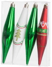 Strend Pro Ozdoba MagicHome Vianoce, bal. 4 ks, červeno-zelené, s dekoráciou, na vianočný stromček, 3x15 cm