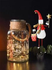 Strend Pro Dekorácia MagicHome Vianoce, Sklenená dóza, 30x LED teplá biela, 3xAAA, IP44, exteriér, 13x23,50 cm