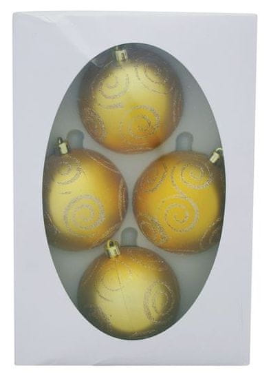Strend Pro Gule MagicHome Vianoce, 4 ks, zlaté s ornamentami, 7 cm
