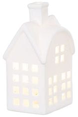 Strend Pro Dekorácia MagicHome, Domček, LED, biely, porcelán, 8,7x7,3x15,3 cm