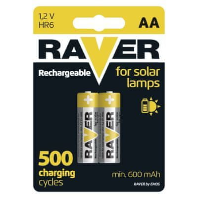 Raver Batéria RAVER SOLAR HR6, nabíjateľná batéria, 600 mAh, bal. 2 ks, AA tužka