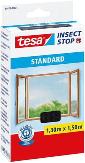Tesa Sieť tesa Standard, 130x150 cm, proti hmyzu a komárom, na okno, antracit