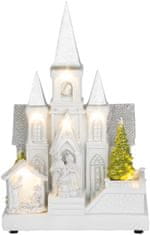 Strend Pro Dekorácia MagicHome Vianoce, Kostol s betlehemom, 6 LED biela, 3xAA, interiér, 17x13x25 cm