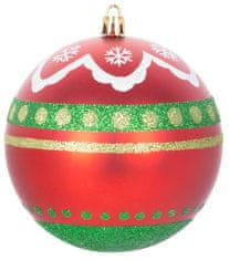 Strend Pro Gule MagicHome Vianoce, 4 ks, červeno - zelené, s ornamentami, na vianočný stromček, 10 cm