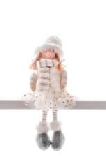 Strend Pro Dekorácia MagicHome Vianoce, Dievčatko v bodkovanej sukni, sediace, 33 cm