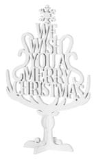 Strend Pro Dekorácia MagicHome Vianoce Woodeco, Stromček s textom, bal. 4 ks, 15x22 cm