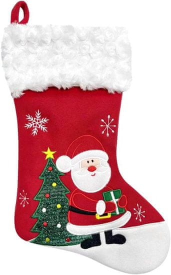 Strend Pro Dekorácia MagicHome Vianoce, Ponožka so santom, červená, 41 cm
