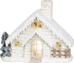 Strend Pro Dekorácia MagicHome Vianoce, Domček s komínom, keramika,, 3xAA, 40 cm, LED