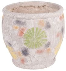 Strend Pro Dekorácia MagicHome, Kvetináč s mozaikou, svetlý, keramika, 27,5x27,5x25 cm