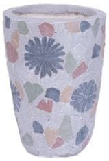Strend Pro Dekorácia MagicHome, Kvetináč s mozaikou, sivý, keramika, 20,5x20,5x28 cm