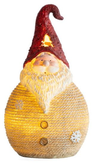 Strend Pro Postavička MagicHome Vianoce, Santa okrúhly stredný, LED, polyresin, 3xAAA, 28,5 cm