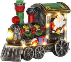 Strend Pro Dekorácia MagicHome Vianoce, Vianočná lokomotíva so santom, LED, 3xAA, interiér