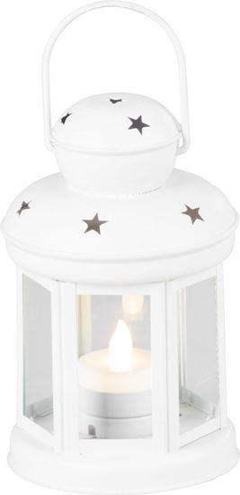 Strend Pro Lampáš MagicHome Vianoce, biely, s LED sviečkou, 10x15/20 cm