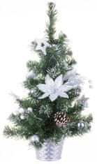 Strend Pro Stromček MagicHome Vianoce, ozdobený, strieborný, kvet, 50 cm