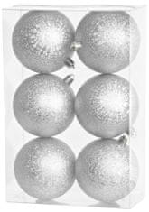 Strend Pro Gule MagicHome Vianoce, 6 ks, strieborné, na vianočný stromček, 8 cm