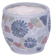 Strend Pro Dekorácia MagicHome, Kvetináč s mozaikou, svetlý, sivý, keramika, 22x22x19 cm