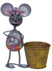 Strend Pro Dekorácia MagicHome Mecco, Myška s hrncom, plech, 24x13x30 cm