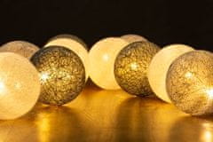 Strend Pro Reťaz MagicHome Cotton Balls 3 shades, 10x LED, PE/bavlna, 2xAA, jednoduché svietenie, osvetlenie, L-1,35 m