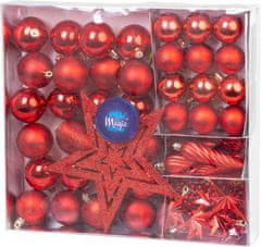 Strend Pro Gule MagicHome Vianoce, sada, 50 ks, 4-5 cm, červené, hviezda, girlanda, šiška, na vianočný stromček