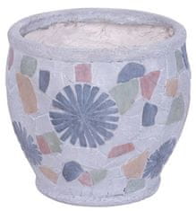 Strend Pro Dekorácia MagicHome, Kvetináč s mozaikou, sivý, keramika, 27,5x27,5x25 cm