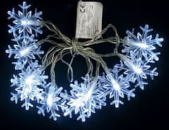 Strend Pro Reťaz MagicHome Vianoce SnowFlake, 10 LED studená biela, jednoduché svietenie, 2xAA, IP20, interiér, osvetlenie, L-0,90 m