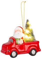 Strend Pro Dekorácia MagicHome Vianoce, Santa v aute, LED, terakota, 12,5x6x11,8 cm