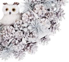 Strend Pro Veniec MagicHome Vianoce, prírodný, krémový, závesný, so sovičkou, 40 cm