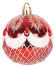 Strend Pro Gule MagicHome Vianoce, 9 ks, červené s ornamentom, na vianočný stromček, 6 cm