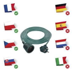 EMOS Predlžovací kábel 5 m / 1 zásuvka / zelený / PVC / 1 mm2