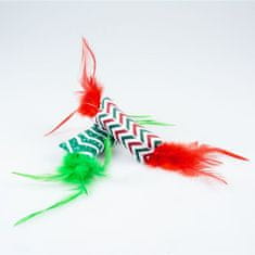 Duvo+ Farebné vianočné hračky pre mačky s hodvábným perím 2ks 4x25x3cm