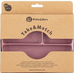 Petite&Mars Tanierik silikónový deliaci oválny Take&Match Dusty Rose 6m+