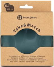 Petite&Mars Miska dvojfarebná silikónová Take&Match Misty Green 6m+