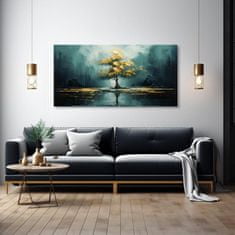 ARTMIE  Moderný nástenný dekor Zlatý odraz v jazere - PREMIUM ART | 50x100 cm