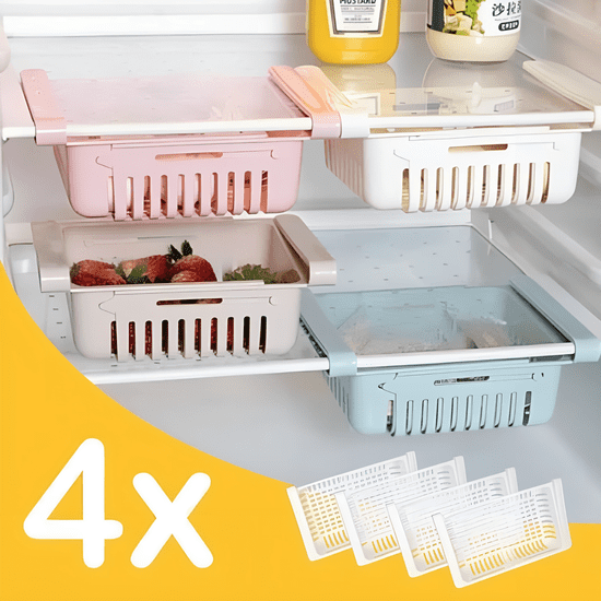 HOME & MARKER® Nastaviteľný výsuvný úložný box organizér do chladničky (4 ks) | FRIGIBOX
