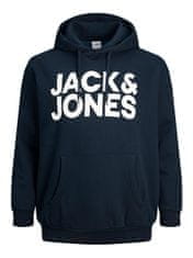 Jack&Jones Plus Pánska mikina JJECORP Regular Fit 12163777 Blue/large print (Veľkosť 3XL)