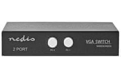 Nedis VGA prepínač / 2x VGA vstup / 1x VGA výstup / rozlíšenie 2560x1600 / čierny / BOX